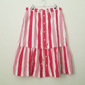 J.CREW Cotton poplin drawstring skirt in stripe L